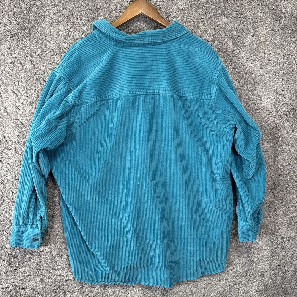 Vintage Teal Corduroy Women’s Shirt Button Up Collared Shacket 1X 90s Classic - Picture 7 of 8